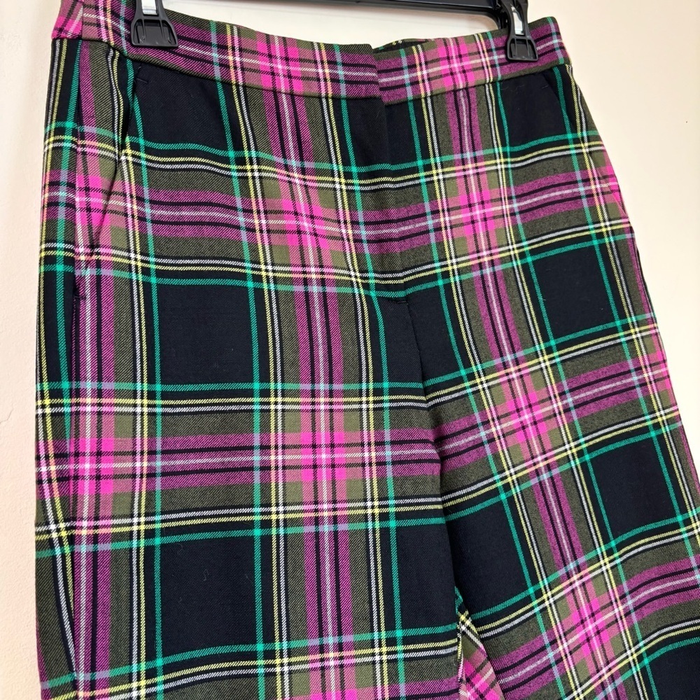 J. Crew Kate Stewart Tartan Pink Green Wool Blend Straight Preppy Academia Pants - Picture 16 of 16